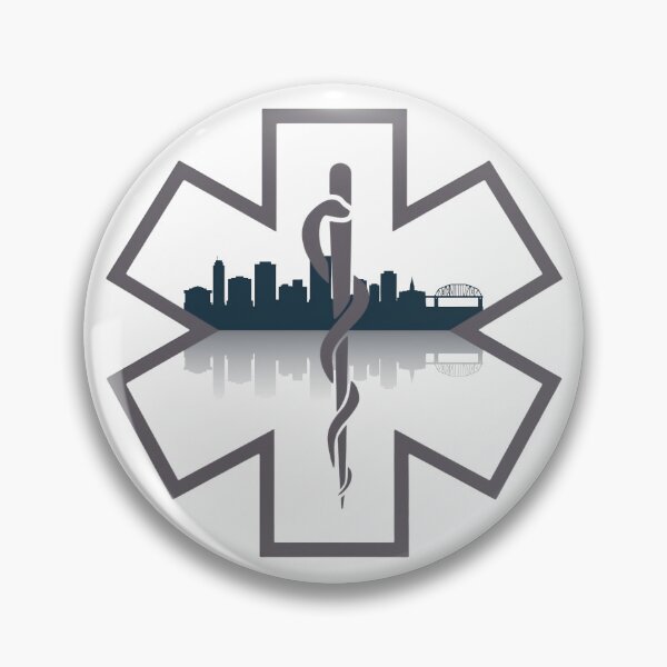 Item preview, City of Rockford Skyline EMS Star of Life (White Background) Design 1 designed and sold by BerlinerKatzen.