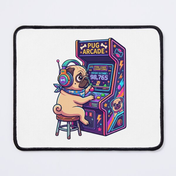Item preview, Pug Arcade High Score Retro Gamer Dog designed and sold by PictoVibe.