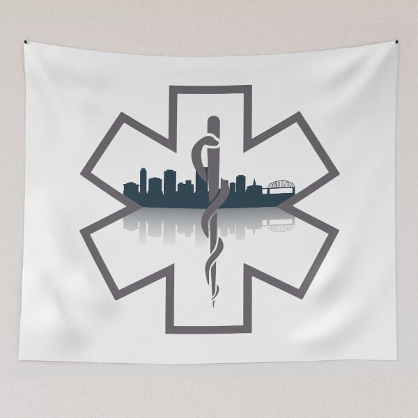 Item preview, City of Rockford Skyline EMS Star of Life (White Background) Design 1 designed and sold by BerlinerKatzen.