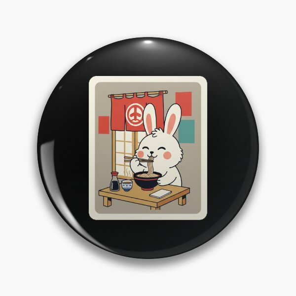 Item preview, Cute Bunny Eating Ramen in Cozy Noodle Shop Scene designed and sold by JordynLadukeg65.