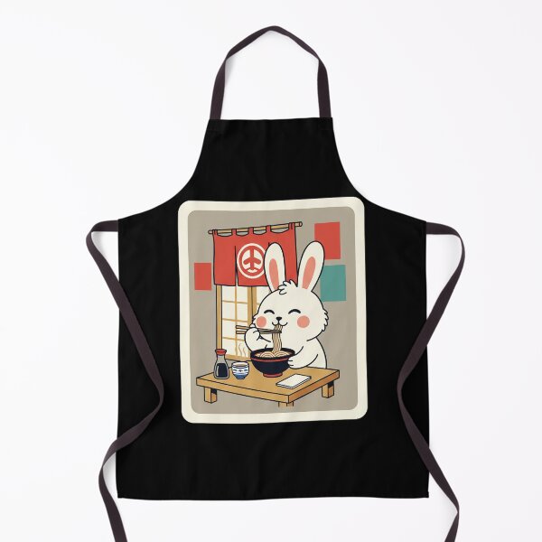 Item preview, Cute Bunny Eating Ramen in Cozy Noodle Shop Scene designed and sold by JordynLadukeg65.