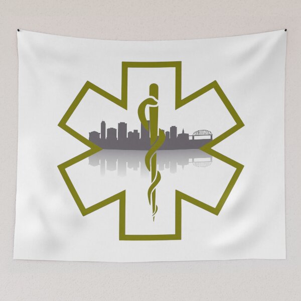 Item preview, City of Rockford Skyline EMS Star of Life (White Background) Design 2 designed and sold by BerlinerKatzen.