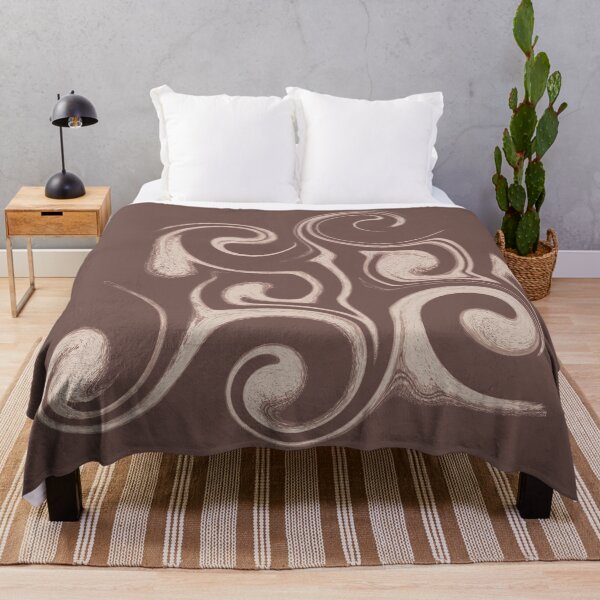 Aperçu de l'œuvre Chocolat Brown Liquid Marble and Cream Volutes Pattern créée et vendue par CaramelCo.