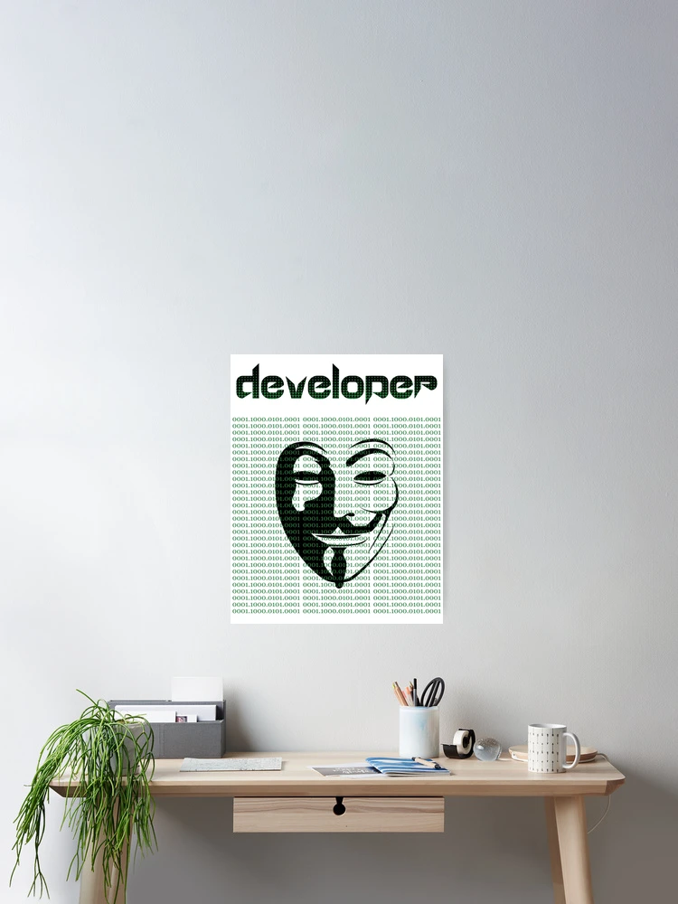 Thumbnail 2 of 3, Poster, Retro Hacker Matrix Binary Code Software Developer Tech Gift designed and sold by ThiagoSDantas.