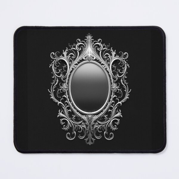 Item preview, Ornate Gothic Oval Mirror in Black and Silver designed and sold by inkoutninja.