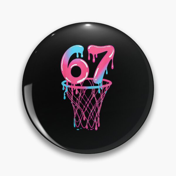 Item preview, 67 Basketball Drip Number with Retro Neon Hoop Style designed and sold by allistermariam.