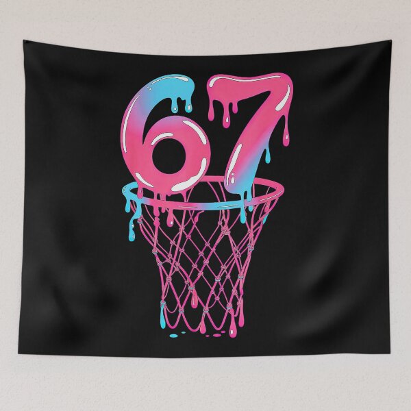 Item preview, 67 Basketball Drip Number with Retro Neon Hoop Style designed and sold by allistermariam.