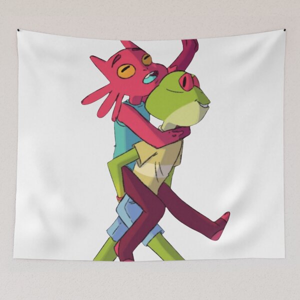 Item preview, Whimsical Frog and Axolotl Best Friends Cartoon Art designed and sold by FrogBox-Studio.