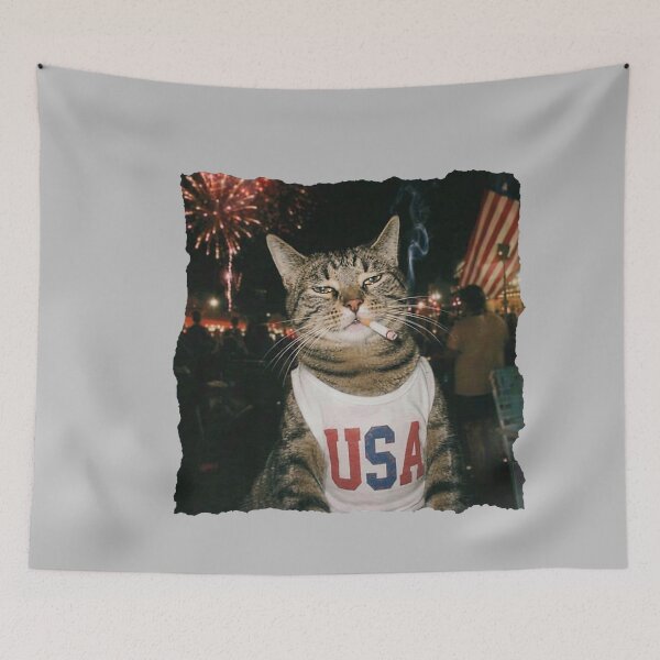 Item preview, July 4th Patriotic Cat Smoking Cigarette 250 Years Cat Lover designed and sold by mjohnson9.