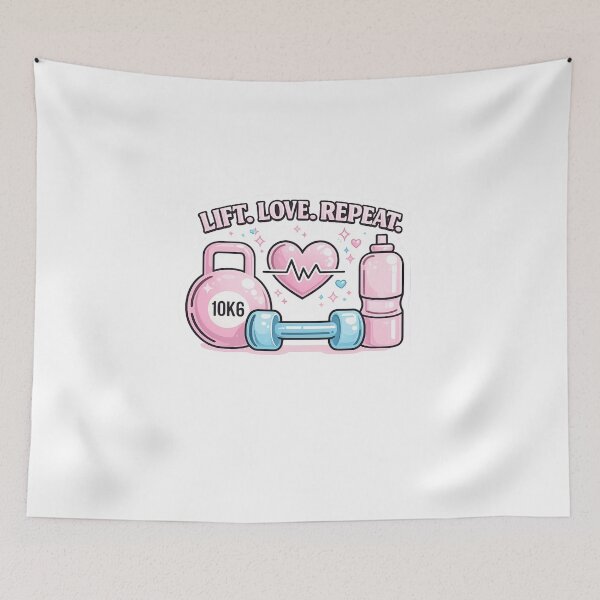 Item preview, Lift Love Repeat Cute Kawaii Pastel Gym Workout designed and sold by Digistore1221.