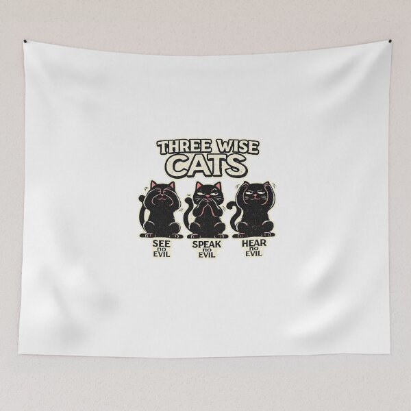 Item preview, Three Wise Cats – See No Evil Speak No Evil Hear No Evil Funny Black Cat Design designed and sold by PrintAura15.