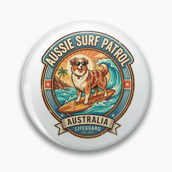 Item preview, Aussie Surf Patrol Board Surfer Ocean Dog designed and sold by PictoVibe.