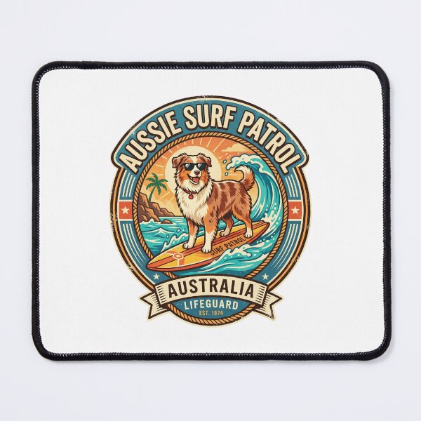 Item preview, Aussie Surf Patrol Board Surfer Ocean Dog designed and sold by PictoVibe.