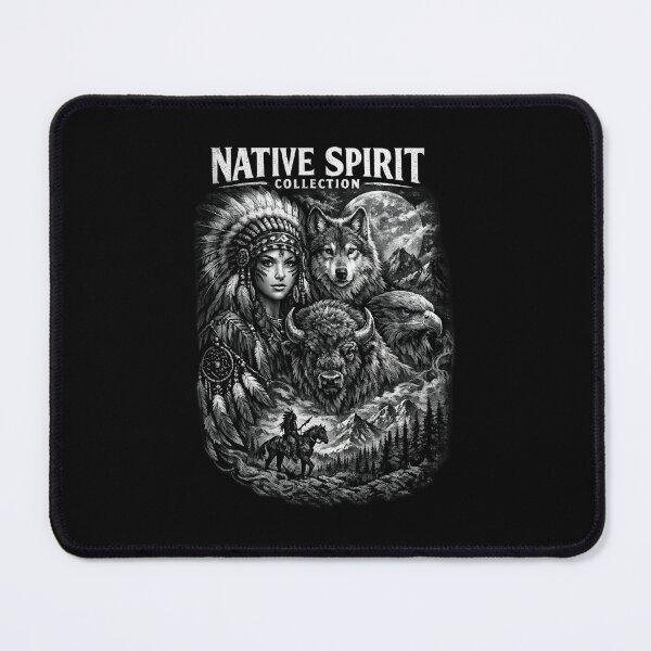 Item preview, Wolf Eagle Buffalo Tribal Monochrome Art designed and sold by Mystic & Celestial Art.