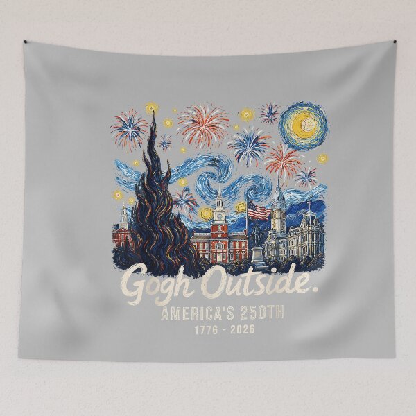 Item preview, Gogh Outside America's 250th 1776 2026 Starry Night USA designed and sold by mjohnson9.