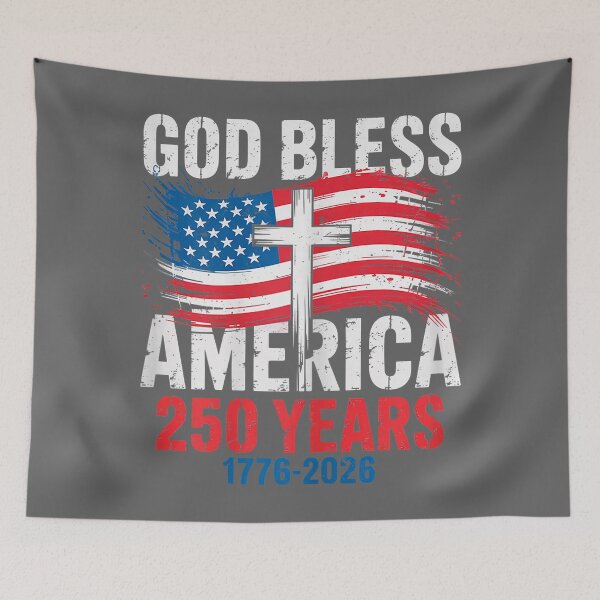 Item preview, God Bless America 1776 2026 250 Years Christian Cross Flag designed and sold by KristineLi.