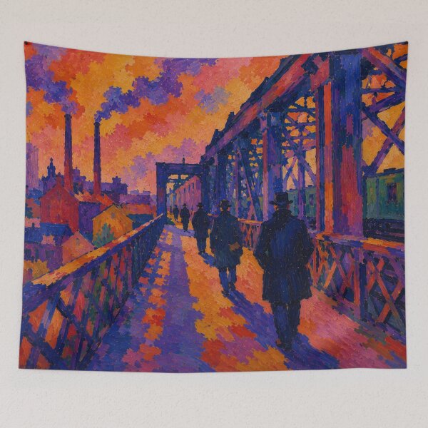 Item preview, Shadowed Figures walking over a Railway Bridge designed and sold by Kipepeo2025.