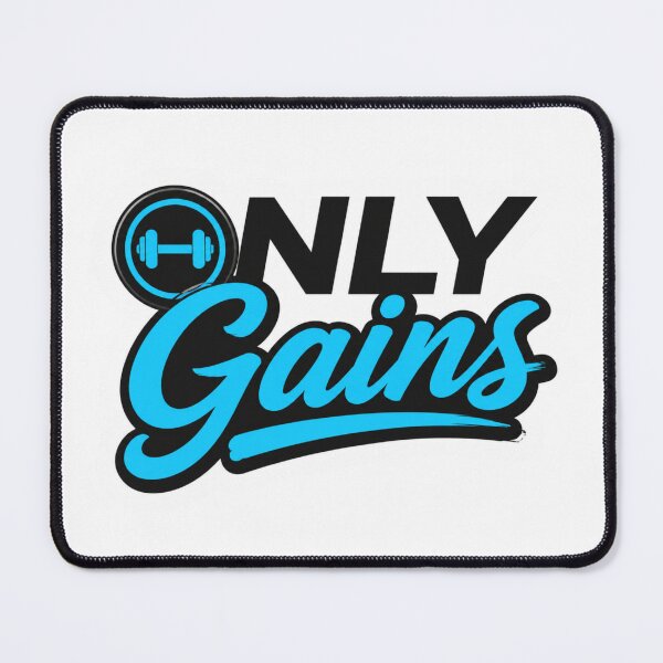 Item preview, Only Gains Funny Gym Workout Blue Typography Logo designed and sold by Digistore1221.