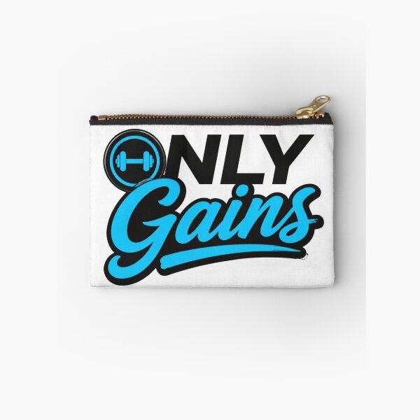 Item preview, Only Gains Funny Gym Workout Blue Typography Logo designed and sold by Digistore1221.