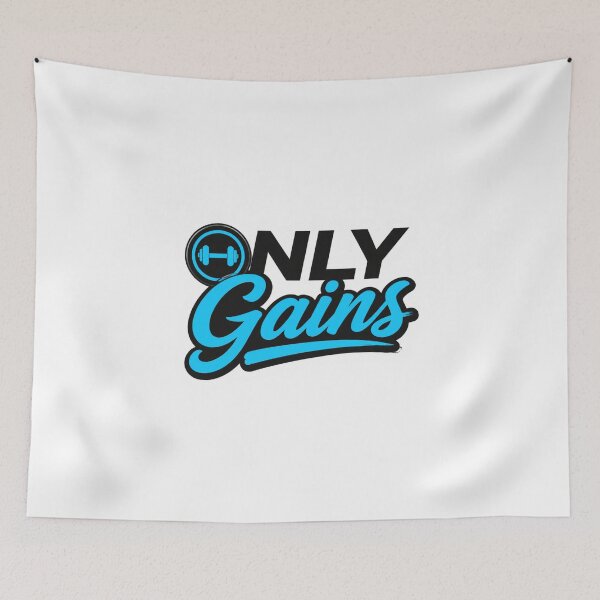 Item preview, Only Gains Funny Gym Workout Blue Typography Logo designed and sold by Digistore1221.