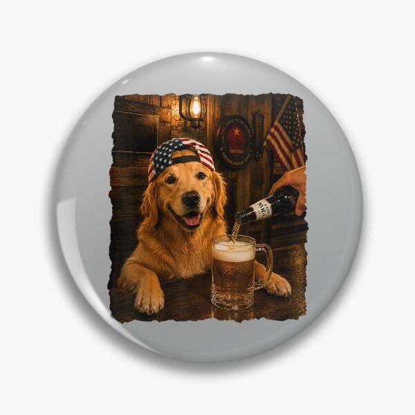 Item preview, Golden Retriever Dog Meme Drinking Beer USA Flag 4th of July designed and sold by mjohnson9.