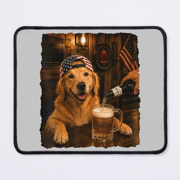 Item preview, Golden Retriever Dog Meme Drinking Beer USA Flag 4th of July designed and sold by mjohnson9.