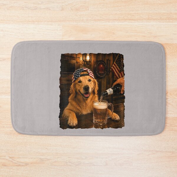 Item preview, Golden Retriever Dog Meme Drinking Beer USA Flag 4th of July designed and sold by mjohnson9.