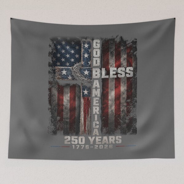 Item preview, God Bless America 250 Years 1776 2026 Christian Cross Flag men designed and sold by KristineLi.