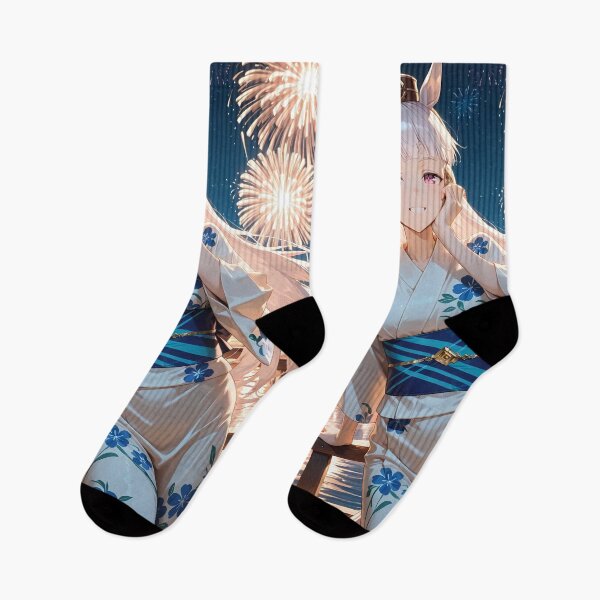 Item preview, Barco dorado Uma Musume Pretty Derby Yukata floral azul Fuegos artificiales designed and sold by MicaheHaffner.