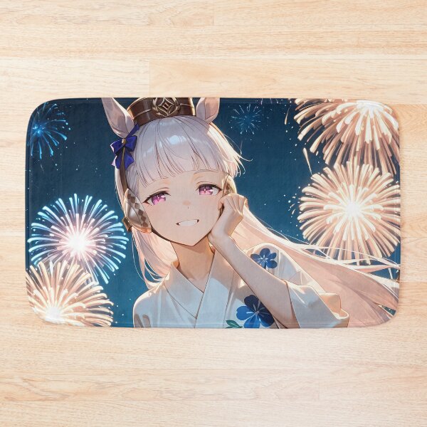 Item preview, Gold Ship Uma Musume Pretty Derby Blue Floral Yukata Fireworks designed and sold by MicaheHaffner.