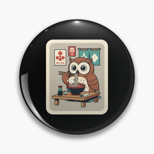 Item preview, Cute Owl Enjoying Ramen in a Cozy Noodle House designed and sold by JordynLadukeg65.