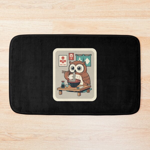 Item preview, Cute Owl Enjoying Ramen in a Cozy Noodle House designed and sold by JordynLadukeg65.