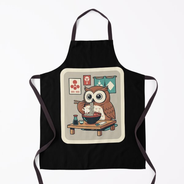 Item preview, Cute Owl Enjoying Ramen in a Cozy Noodle House designed and sold by JordynLadukeg65.