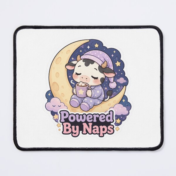 Item preview, Powered By Naps Cow Shirt | Cute Sleepy Cow Pajama Moon Kawaii Sleep Lover Gift designed and sold by MrDev.