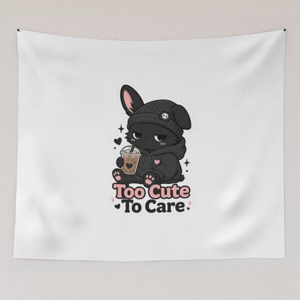 Item preview, Too Cute To Care Bunny Shirt | Cute Goth Bunny Drinking Boba Kawaii Introvert Aesthetic Gift designed and sold by MrDev.
