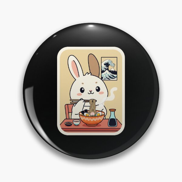 Item preview, Cute Bunny Eating Ramen in a Cozy Kawaii Noodle Corner designed and sold by JordynLadukeg65.