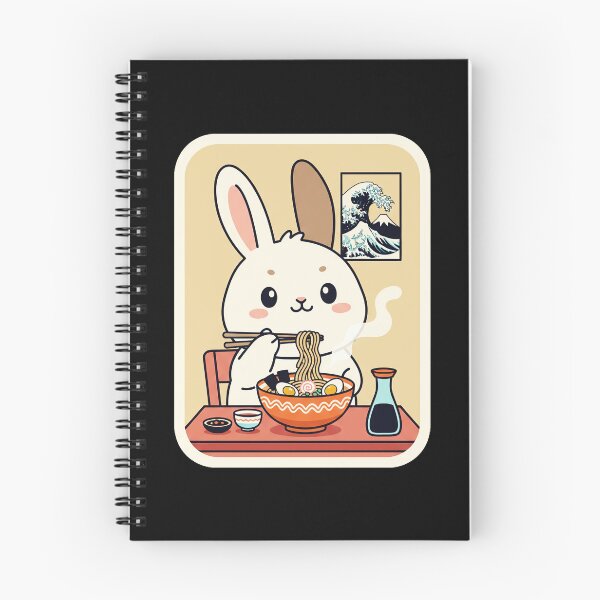 Item preview, Cute Bunny Eating Ramen in a Cozy Kawaii Noodle Corner designed and sold by JordynLadukeg65.