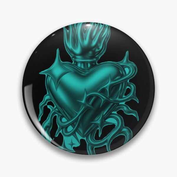 Item preview, Metallic Teal Chrome Sacred Heart Futuristic Design designed and sold by Ideniquo.