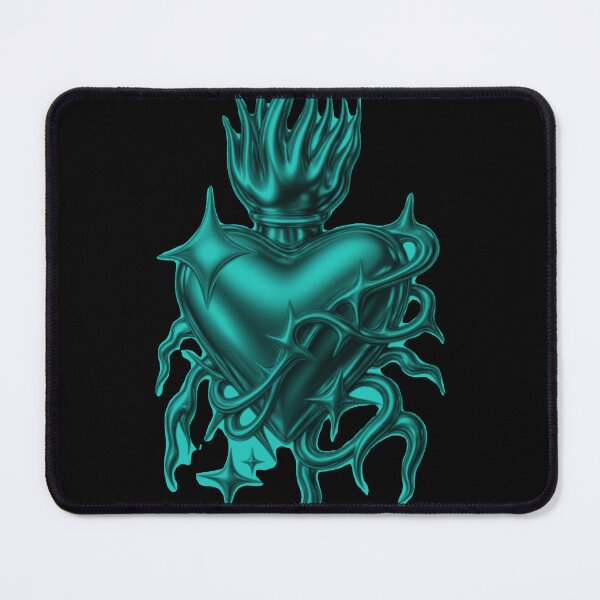 Item preview, Metallic Teal Chrome Sacred Heart Futuristic Design designed and sold by Ideniquo.