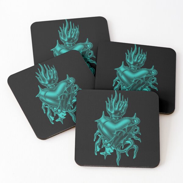 Item preview, Metallic Teal Chrome Sacred Heart Futuristic Design designed and sold by Ideniquo.
