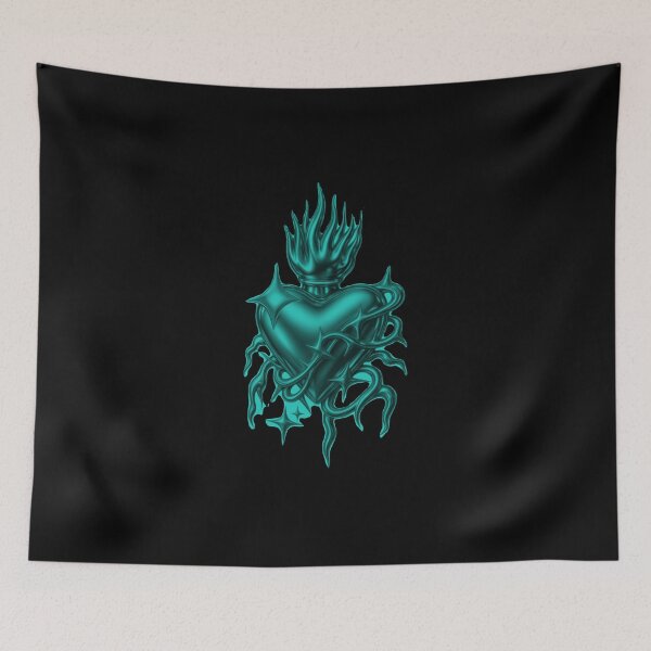 Item preview, Metallic Teal Chrome Sacred Heart Futuristic Design designed and sold by Ideniquo.