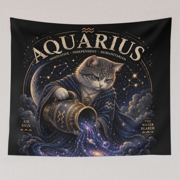 Item preview, Aquarius Cat Zodiac Art | Mystical Astrology Cat Illustration designed and sold by Siti Hoiriyah.