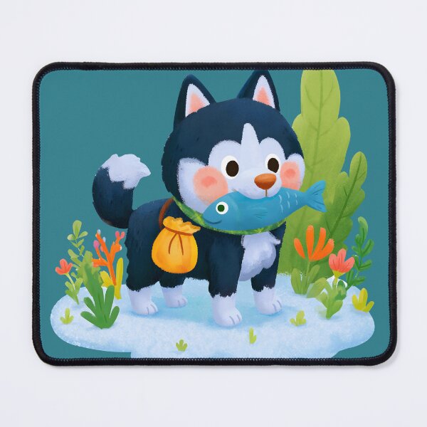 Item preview, Cute Siberian Husky Dog with Blue Fish Sticker designed and sold by AMIDATORA.