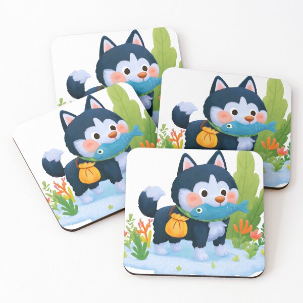 Item preview, Cute Siberian Husky Dog with Blue Fish Sticker designed and sold by AMIDATORA.