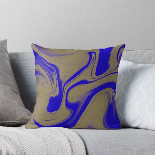 Aperçu de l'œuvre Royal Cobalt & Gold Sand: Bold Abstract Liquid Marble créée et vendue par CaramelCo.