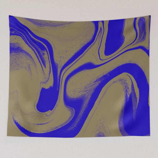 Item preview, Royal Cobalt & Gold Sand: Bold Abstract Liquid Marble designed and sold by CaramelCo.