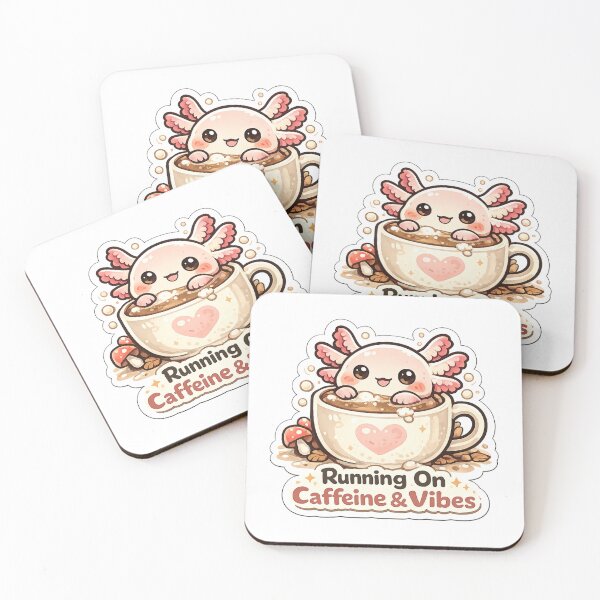 Item preview, Running On Caffeine & Vibes Axolotl Shirt | Cute Coffee Axolotl Kawaii Animal Lover Gift designed and sold by MrDev.