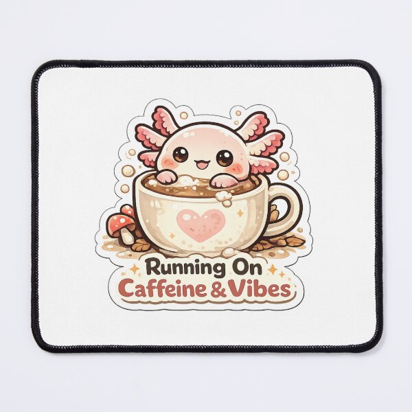 Item preview, Running On Caffeine & Vibes Axolotl Shirt | Cute Coffee Axolotl Kawaii Animal Lover Gift designed and sold by MrDev.