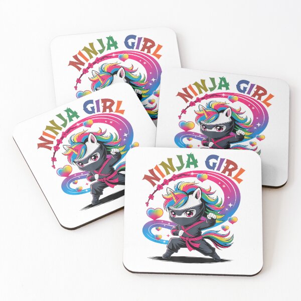 Artikelvorschau, Magisches Ninja-Mädchen Einhorn Regenbogen Pferdeschwanz Prinzessin Rundhals-T-Shirt entworfen und verkauft von Othinus.