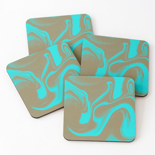 Aperçu de l'œuvre Electric Turquoise and Earth Fluid Swirls créée et vendue par CaramelCo.